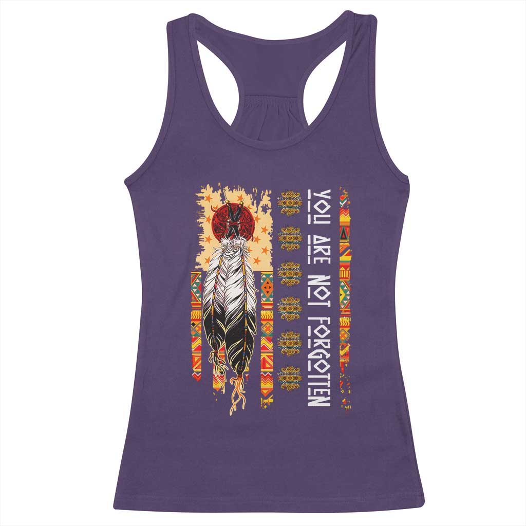 Orange Shirt Day Feather Flag Racerback Tank Top You Are Not Forgotten Indigenous Tribute - Wonder Print Shop
