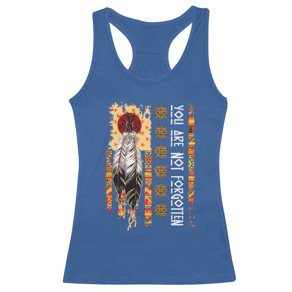 Orange Shirt Day Feather Flag Racerback Tank Top You Are Not Forgotten Indigenous Tribute - Wonder Print Shop