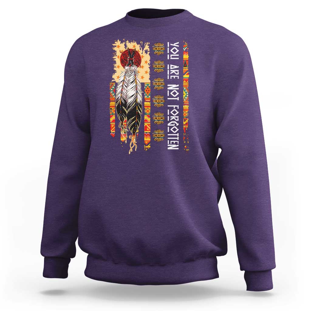 Orange Shirt Day Feather Flag Sweatshirt You Are Not Forgotten Indigenous Tribute - Wonder Print Shop