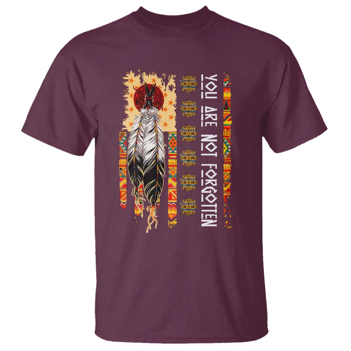 Orange Shirt Day Feather Flag T Shirt You Are Not Forgotten Indigenous Tribute - Wonder Print Shop