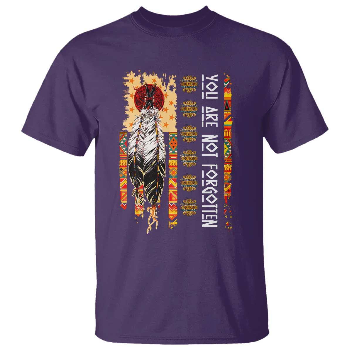 Orange Shirt Day Feather Flag T Shirt You Are Not Forgotten Indigenous Tribute - Wonder Print Shop