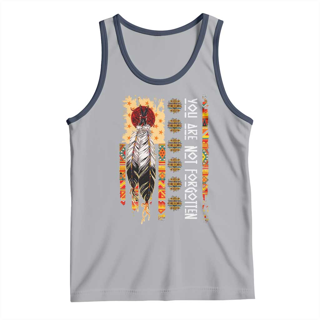 Orange Shirt Day Feather Flag Tank Top You Are Not Forgotten Indigenous Tribute - Wonder Print Shop
