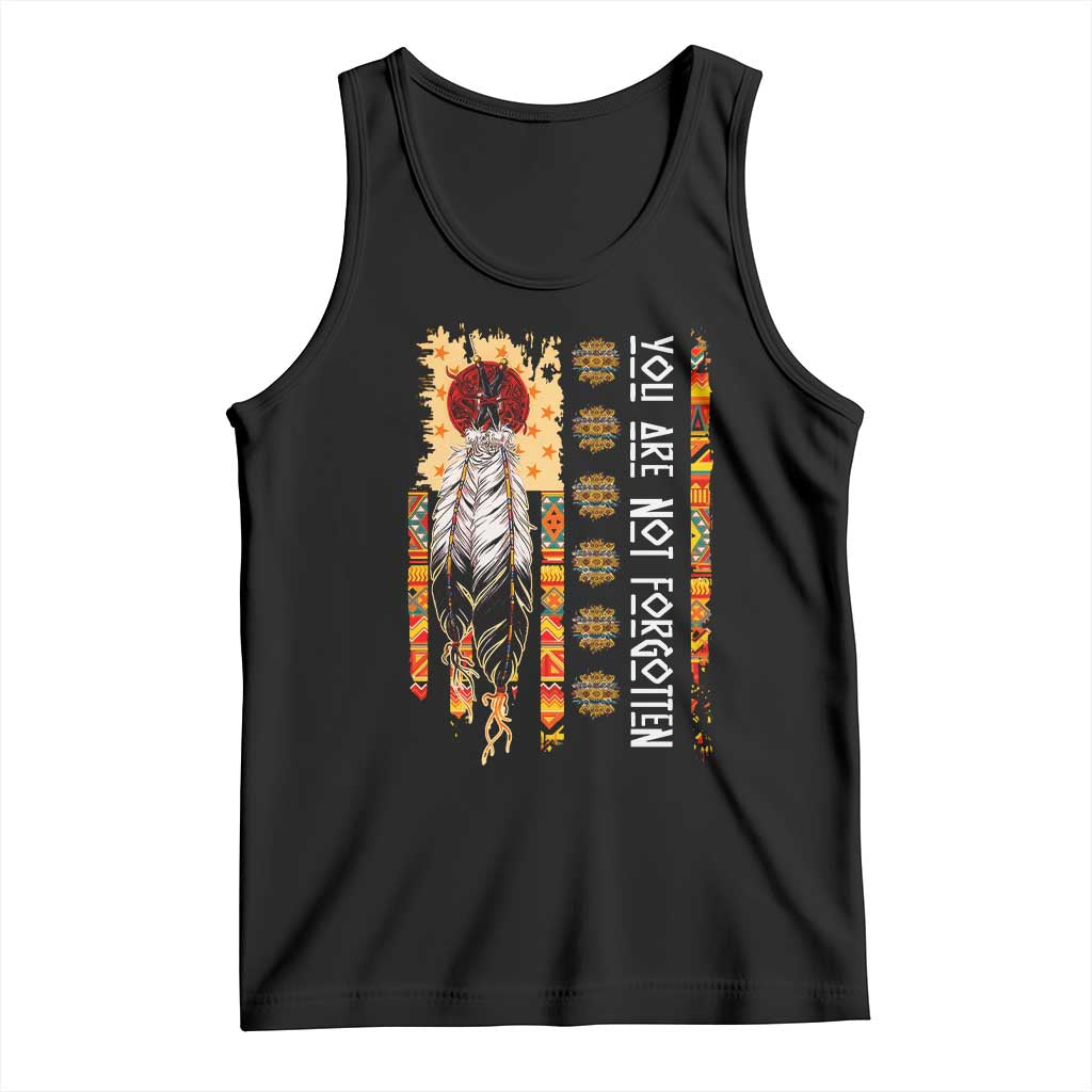 Orange Shirt Day Feather Flag Tank Top You Are Not Forgotten Indigenous Tribute - Wonder Print Shop