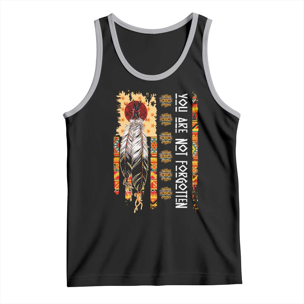 Orange Shirt Day Feather Flag Tank Top You Are Not Forgotten Indigenous Tribute - Wonder Print Shop