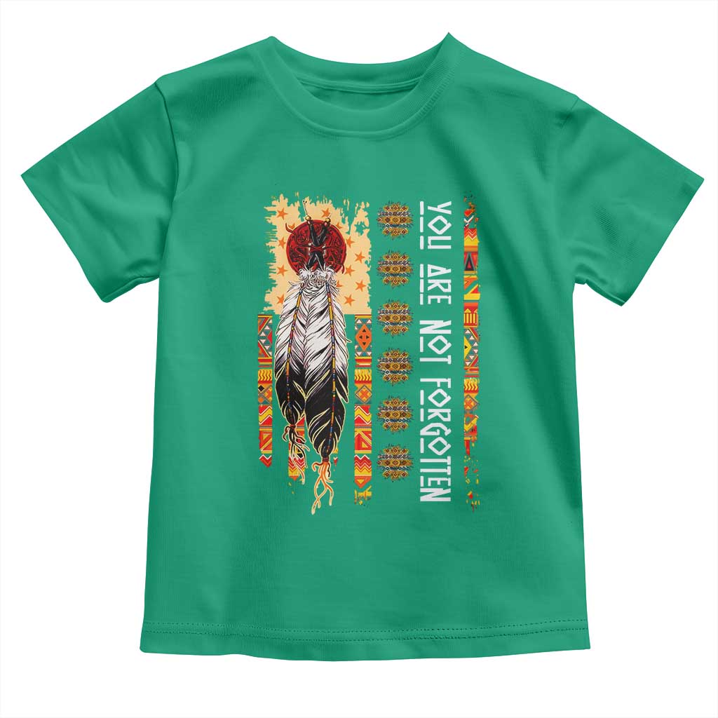 Orange Shirt Day Feather Flag Toddler T Shirt You Are Not Forgotten Indigenous Tribute - Wonder Print Shop