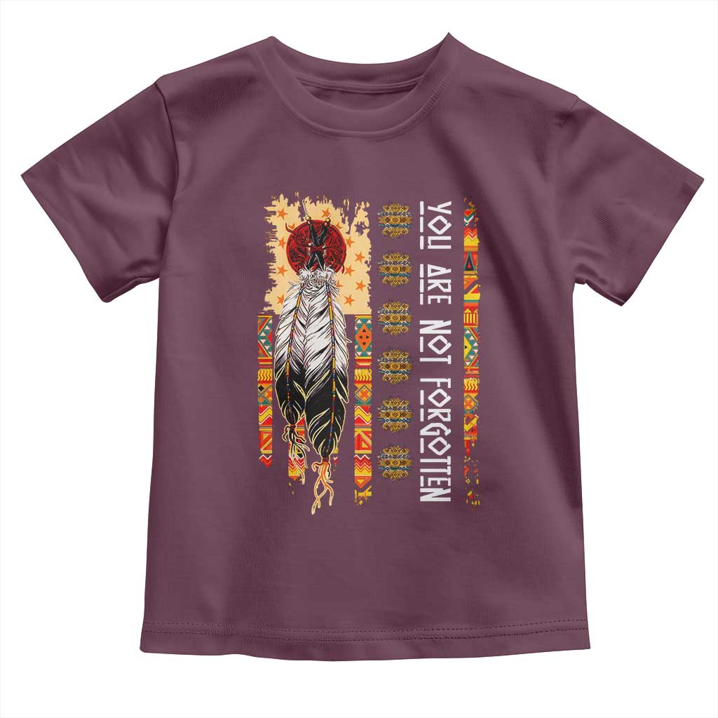 Orange Shirt Day Feather Flag Toddler T Shirt You Are Not Forgotten Indigenous Tribute - Wonder Print Shop