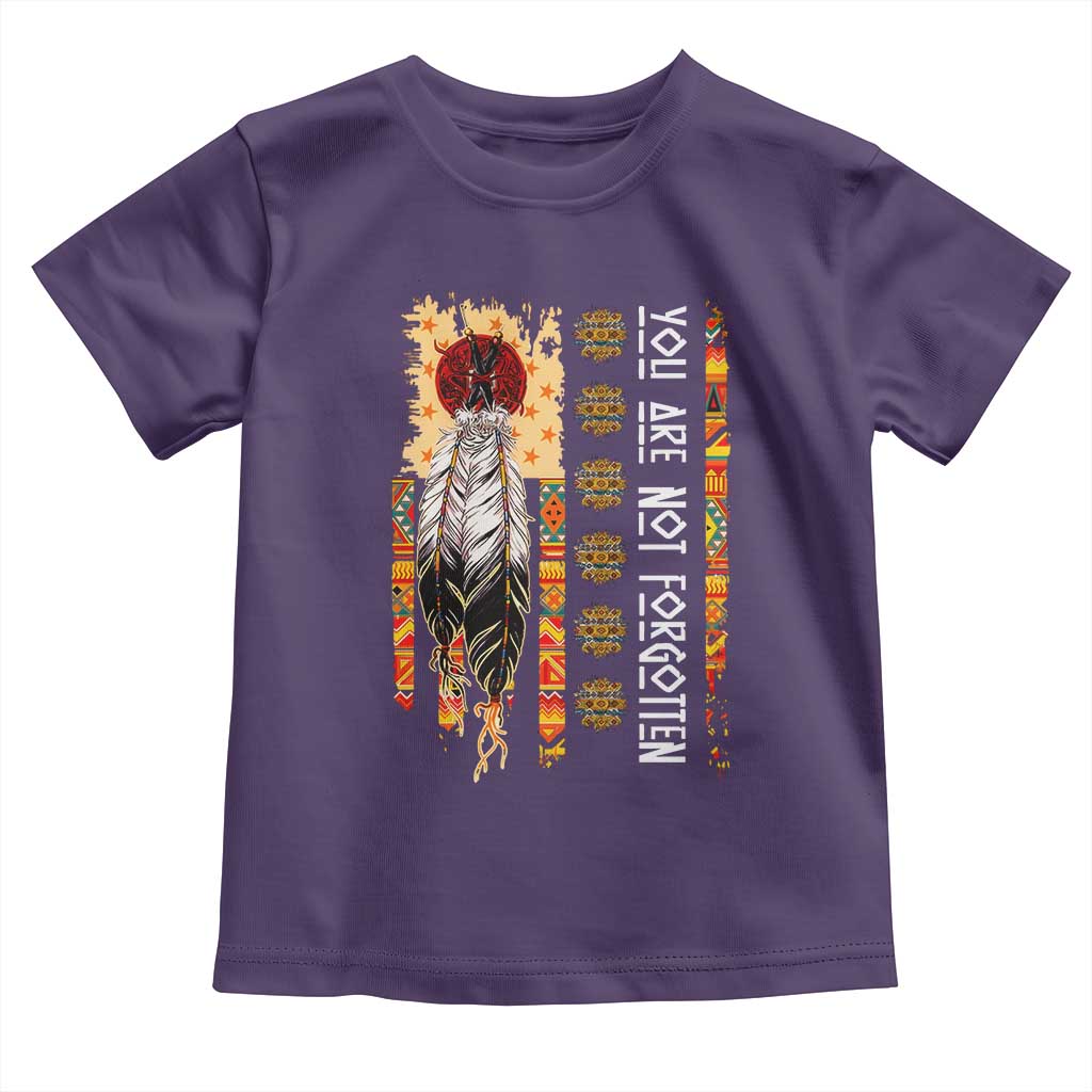 Orange Shirt Day Feather Flag Toddler T Shirt You Are Not Forgotten Indigenous Tribute - Wonder Print Shop