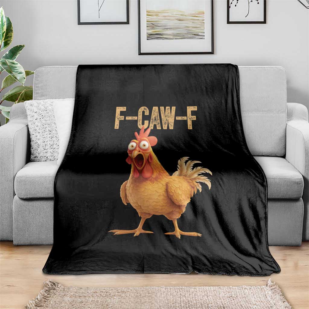 Funny F Caw F Chicken Meme Graphic Throw Blanket Hilarious Cartoon Poultry Humor - Wonder Print Shop