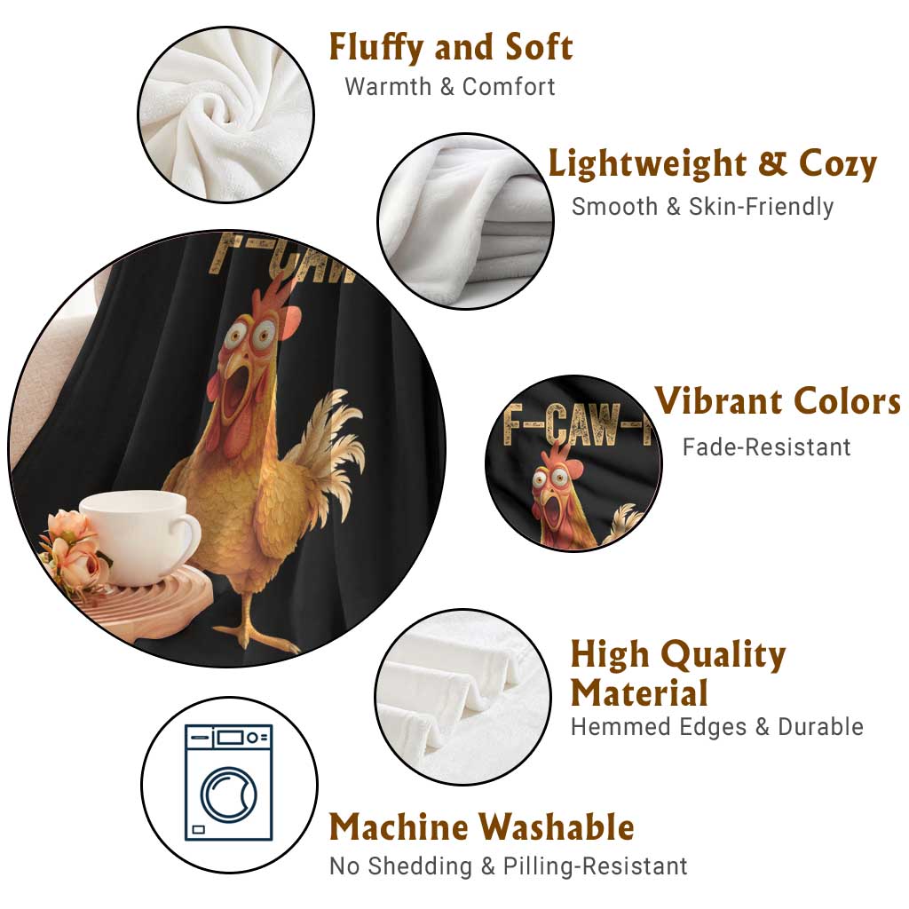 Funny F Caw F Chicken Meme Graphic Throw Blanket Hilarious Cartoon Poultry Humor - Wonder Print Shop