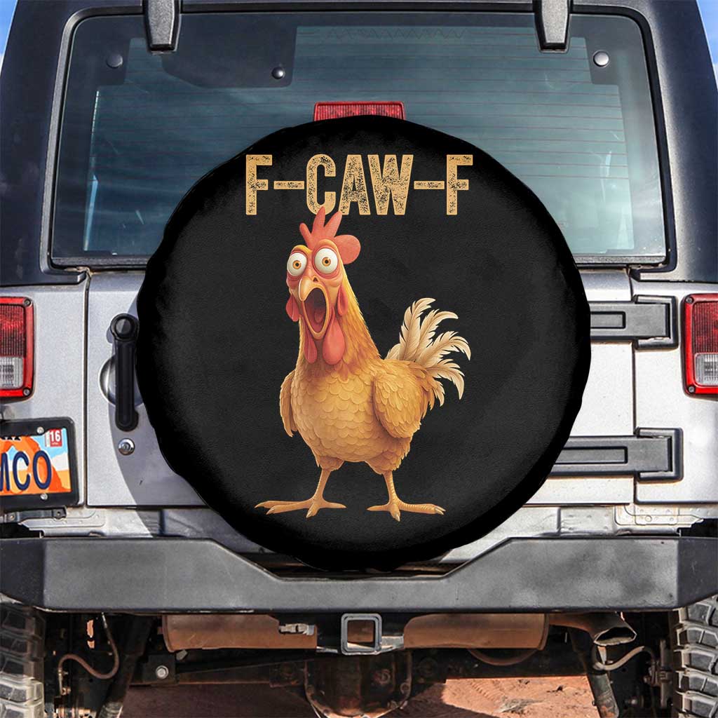 Funny F Caw F Chicken Meme Graphic Spare Tire Cover Hilarious Cartoon Poultry Humor - Wonder Print Shop