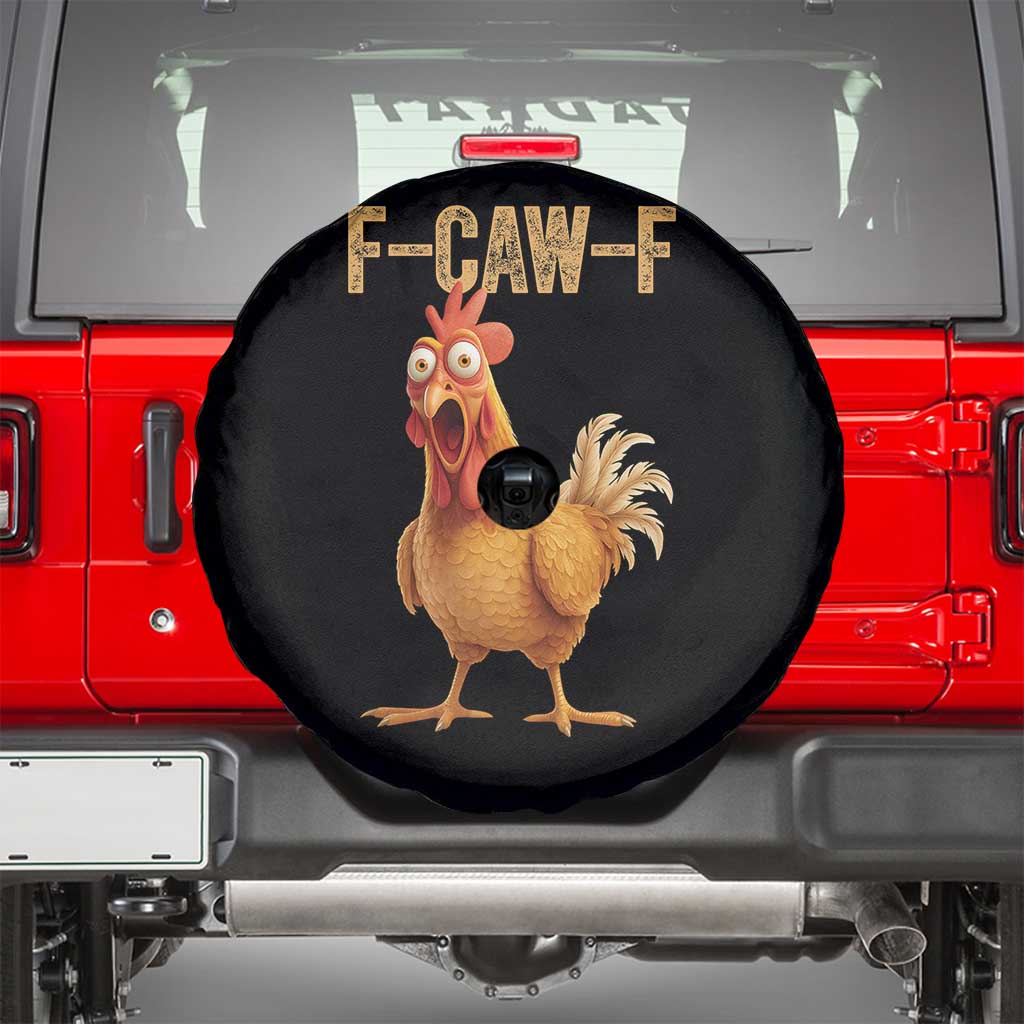 Funny F Caw F Chicken Meme Graphic Spare Tire Cover Hilarious Cartoon Poultry Humor - Wonder Print Shop