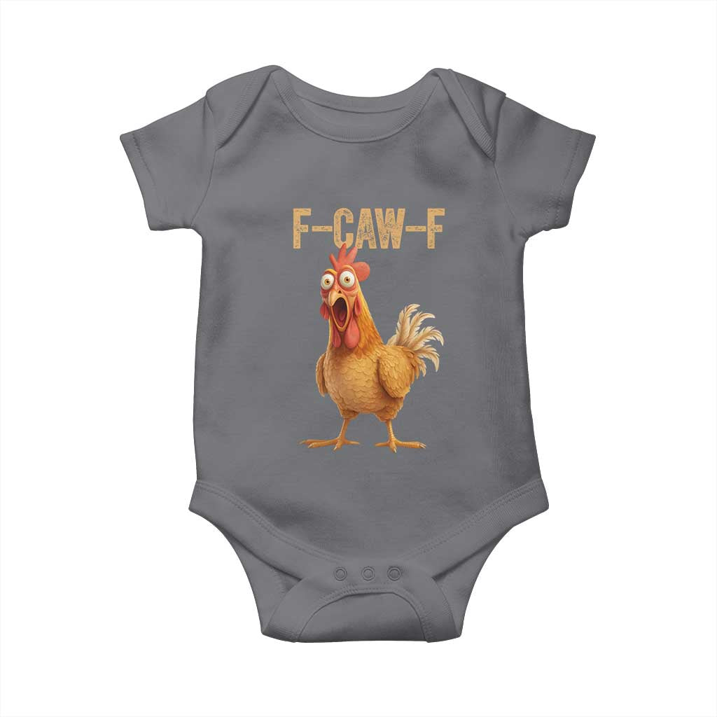 Funny F Caw F Chicken Meme Graphic Baby Onesie Hilarious Cartoon Poultry Humor - Wonder Print Shop