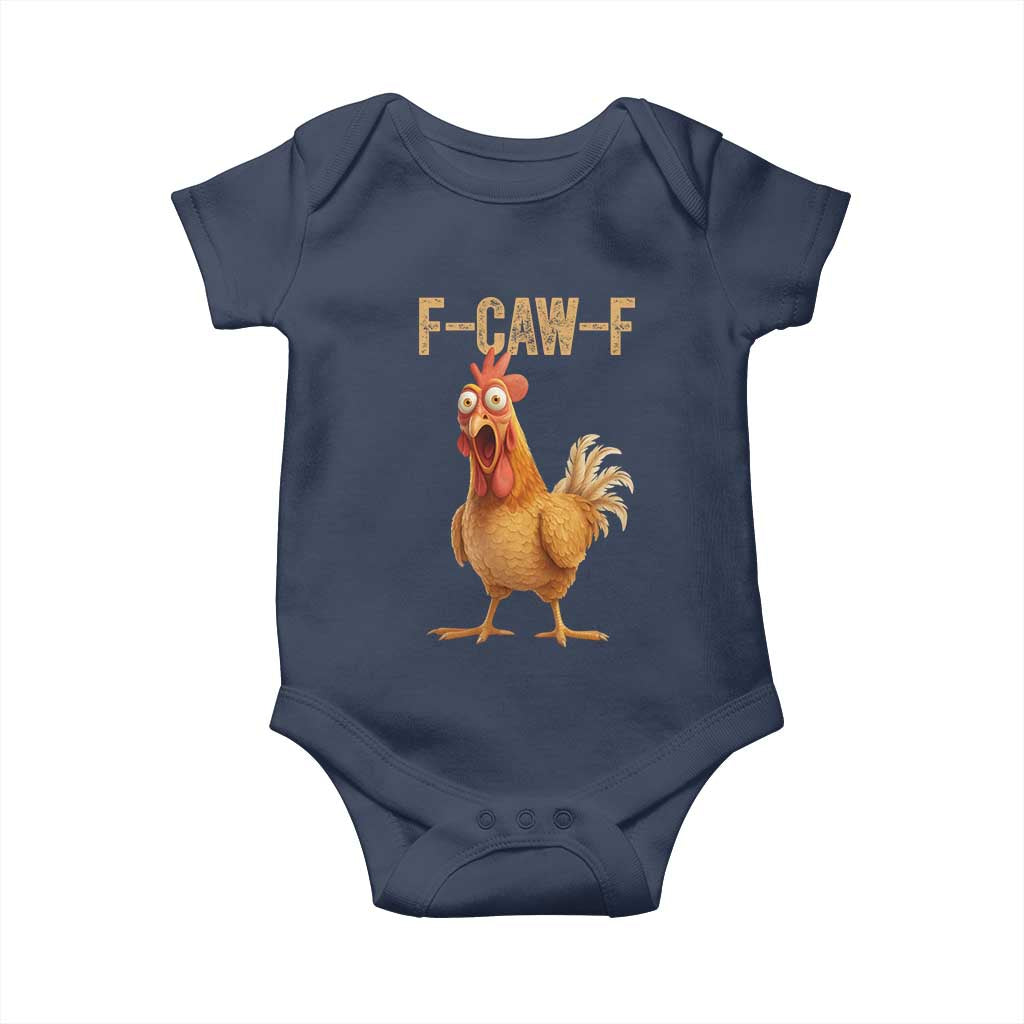 Funny F Caw F Chicken Meme Graphic Baby Onesie Hilarious Cartoon Poultry Humor - Wonder Print Shop