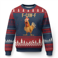 Funny F Caw F Chicken Meme Graphic Ugly Christmas Sweater Hilarious Cartoon Poultry Humor - Wonder Print Shop