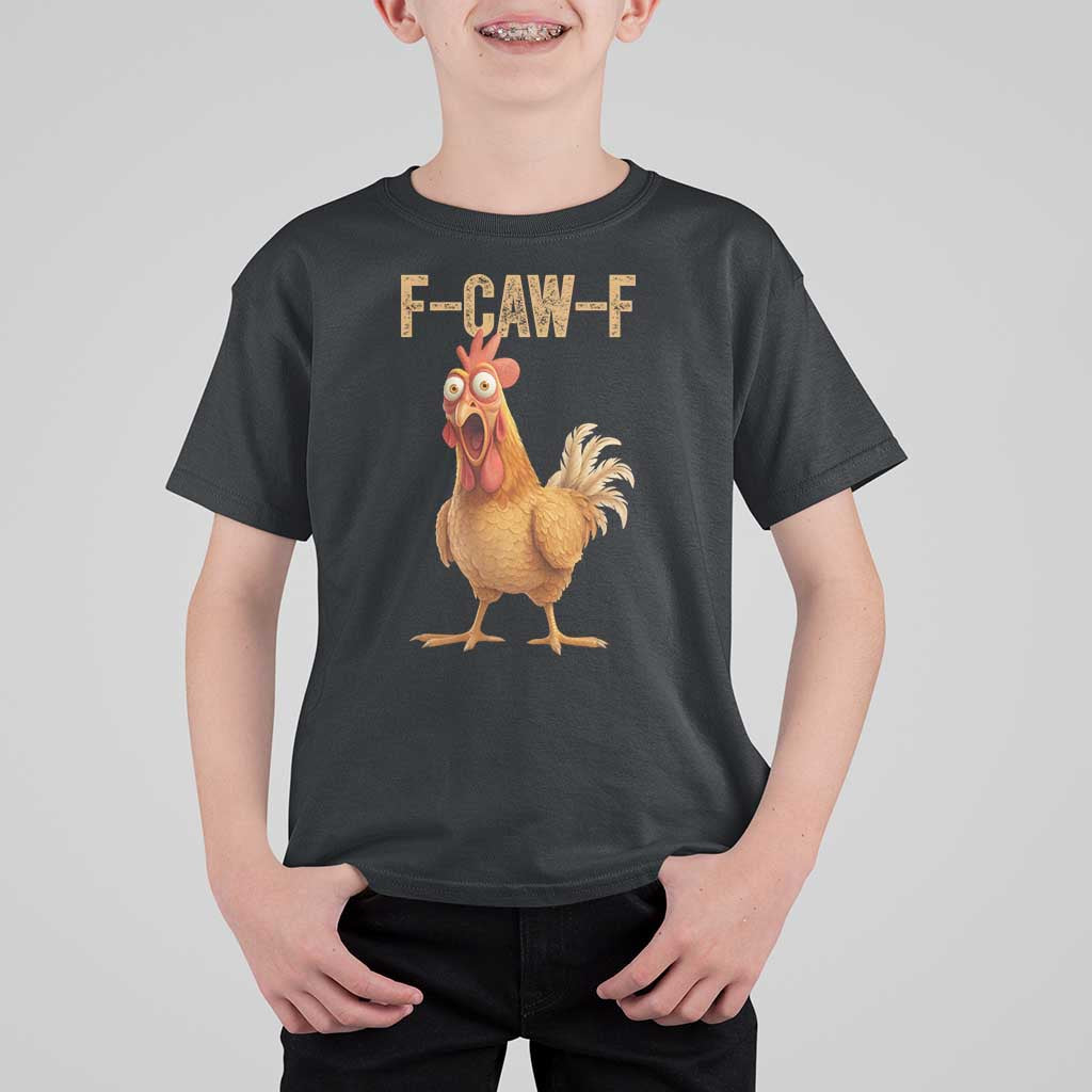 Funny F Caw F Chicken Meme Graphic T Shirt For Kid Hilarious Cartoon Poultry Humor - Wonder Print Shop
