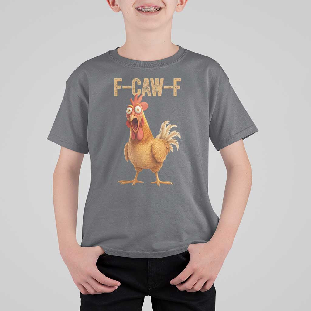 Funny F Caw F Chicken Meme Graphic T Shirt For Kid Hilarious Cartoon Poultry Humor - Wonder Print Shop