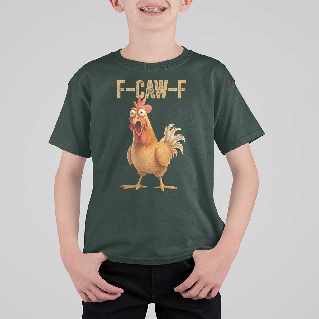 Funny F Caw F Chicken Meme Graphic T Shirt For Kid Hilarious Cartoon Poultry Humor - Wonder Print Shop