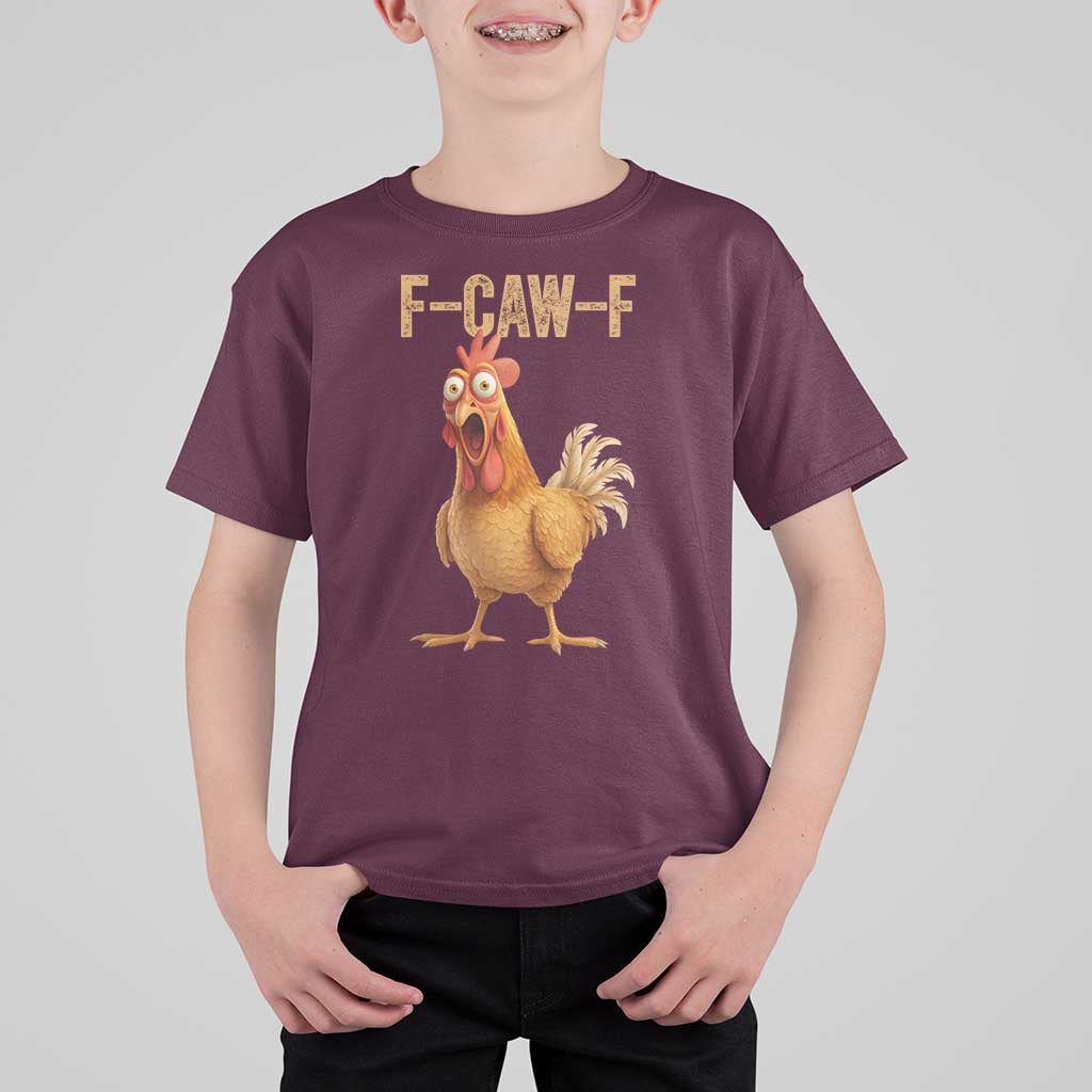 Funny F Caw F Chicken Meme Graphic T Shirt For Kid Hilarious Cartoon Poultry Humor - Wonder Print Shop