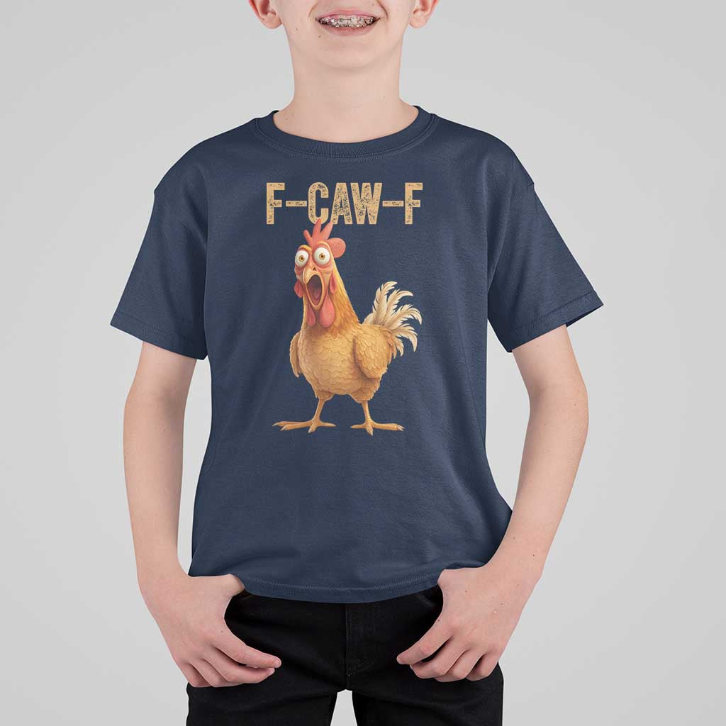 Funny F Caw F Chicken Meme Graphic T Shirt For Kid Hilarious Cartoon Poultry Humor - Wonder Print Shop