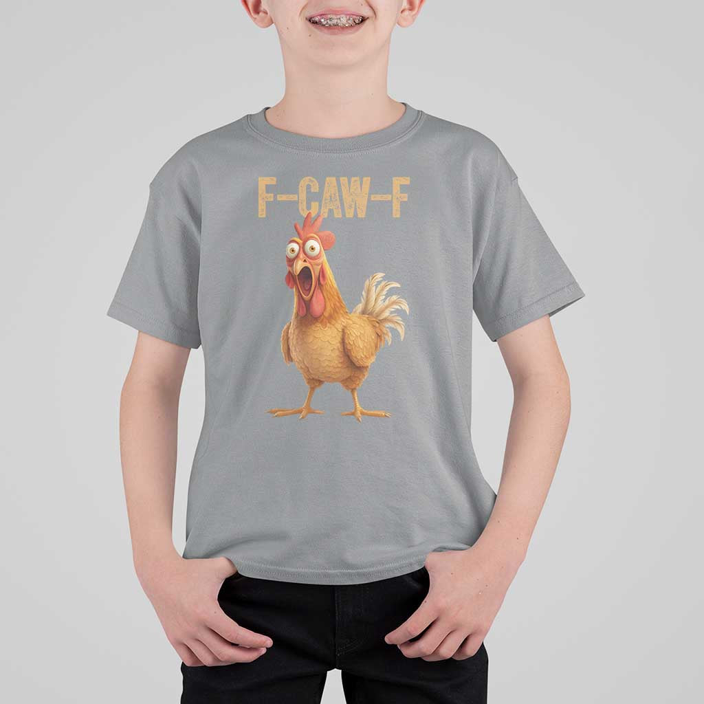 Funny F Caw F Chicken Meme Graphic T Shirt For Kid Hilarious Cartoon Poultry Humor - Wonder Print Shop