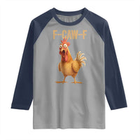 Funny F Caw F Chicken Meme Graphic Raglan Shirt Hilarious Cartoon Poultry Humor - Wonder Print Shop