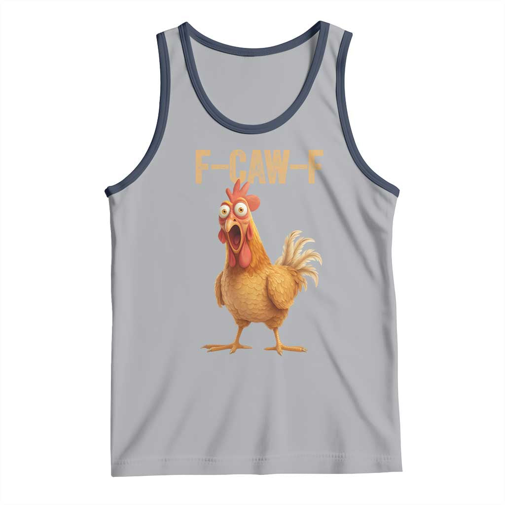 Funny F Caw F Chicken Meme Graphic Tank Top Hilarious Cartoon Poultry Humor - Wonder Print Shop
