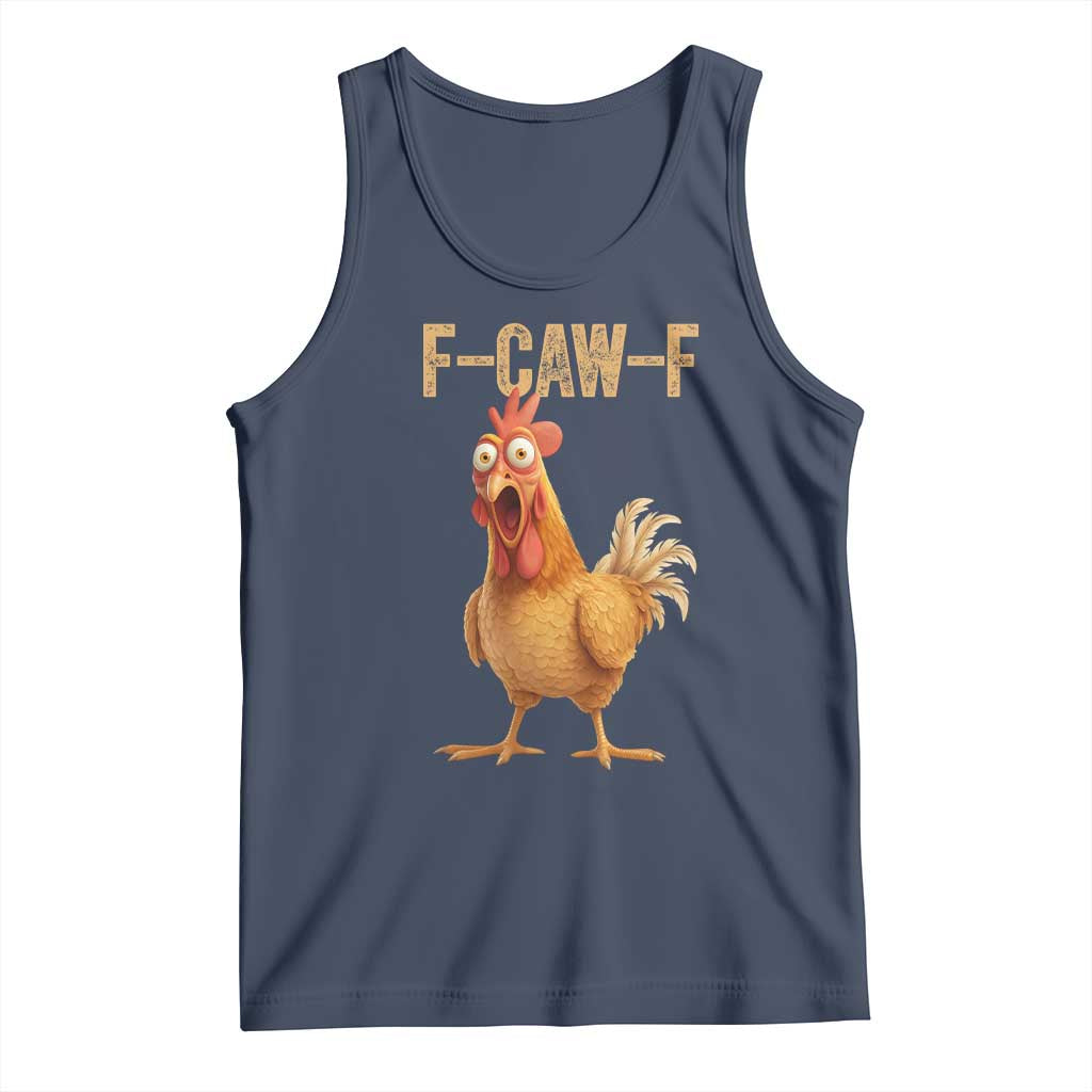 Funny F Caw F Chicken Meme Graphic Tank Top Hilarious Cartoon Poultry Humor - Wonder Print Shop