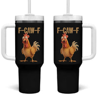 Funny F Caw F Chicken Meme Graphic Tumbler With Handle Hilarious Cartoon Poultry Humor - Wonder Print Shop