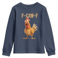 Funny F Caw F Chicken Meme Graphic Youth Sweatshirt Hilarious Cartoon Poultry Humor - Wonder Print Shop