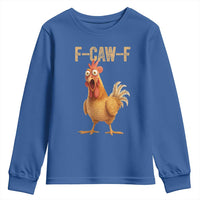 Funny F Caw F Chicken Meme Graphic Youth Sweatshirt Hilarious Cartoon Poultry Humor - Wonder Print Shop