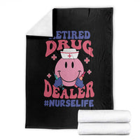 Funny Retired Drug Dealer Throw Blanket Retro Nurse Life Retirement Gift for Healthcare Workers - Wonder Print Shop