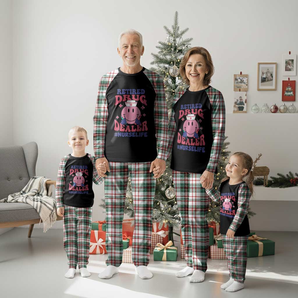 Funny Retired Drug Dealer Plaid Pajama Set Retro Nurse Life Retirement Gift for Healthcare Workers - Wonder Print Shop