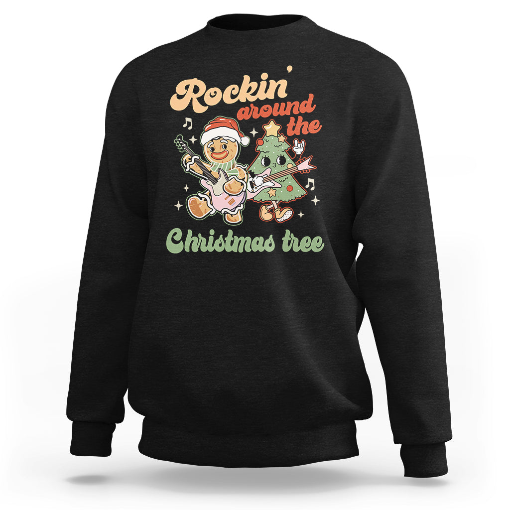 Groovy Christmas Sweatshirt Rockin' Around The Xmas Tree Groovy Gingerbread Man - Wonder Print Shop