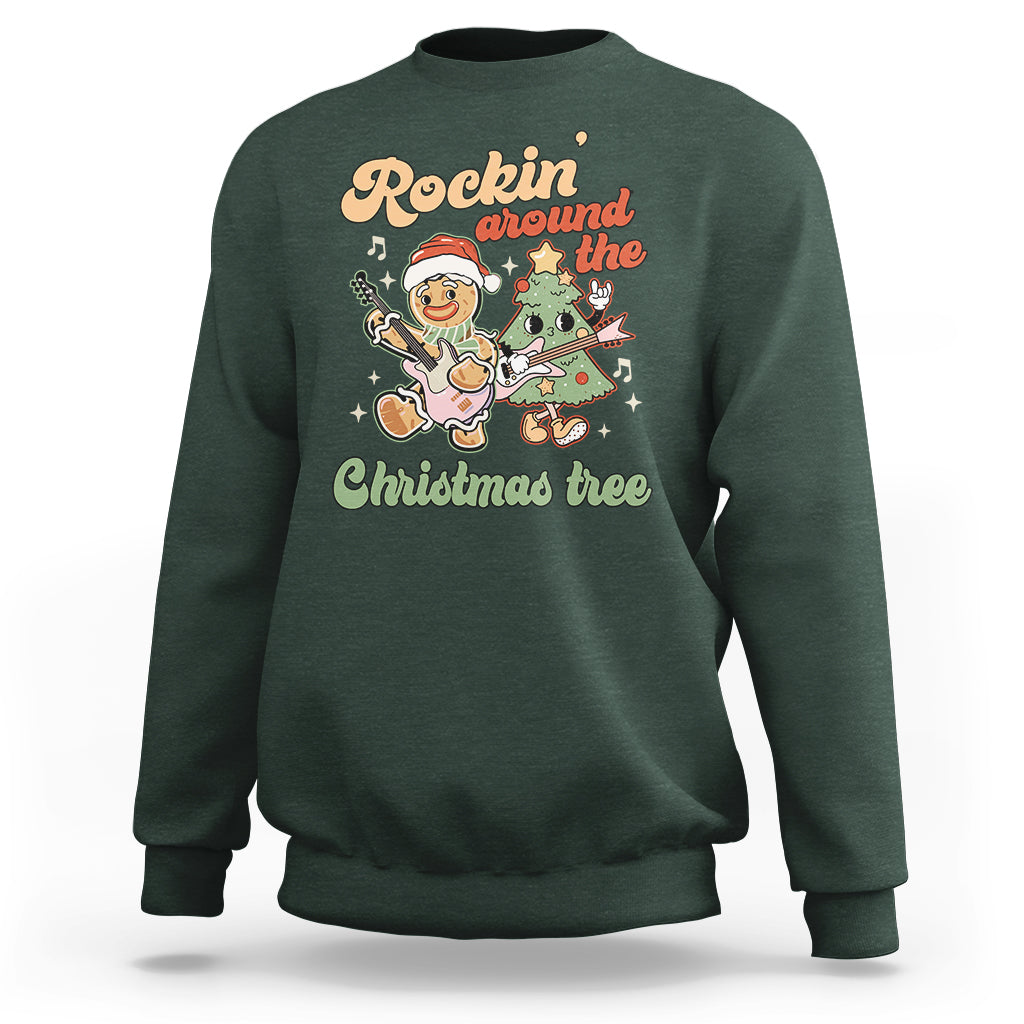 Groovy Christmas Sweatshirt Rockin' Around The Xmas Tree Groovy Gingerbread Man - Wonder Print Shop
