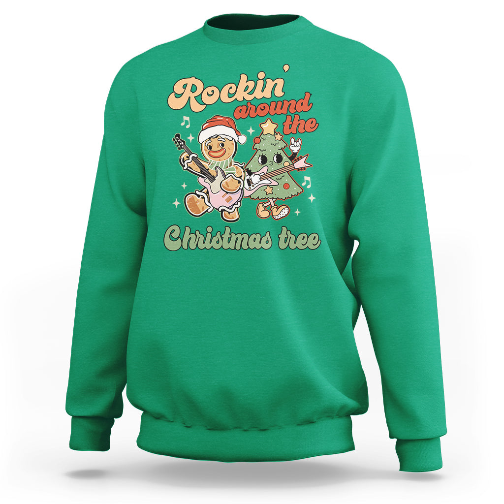 Groovy Christmas Sweatshirt Rockin' Around The Xmas Tree Groovy Gingerbread Man - Wonder Print Shop