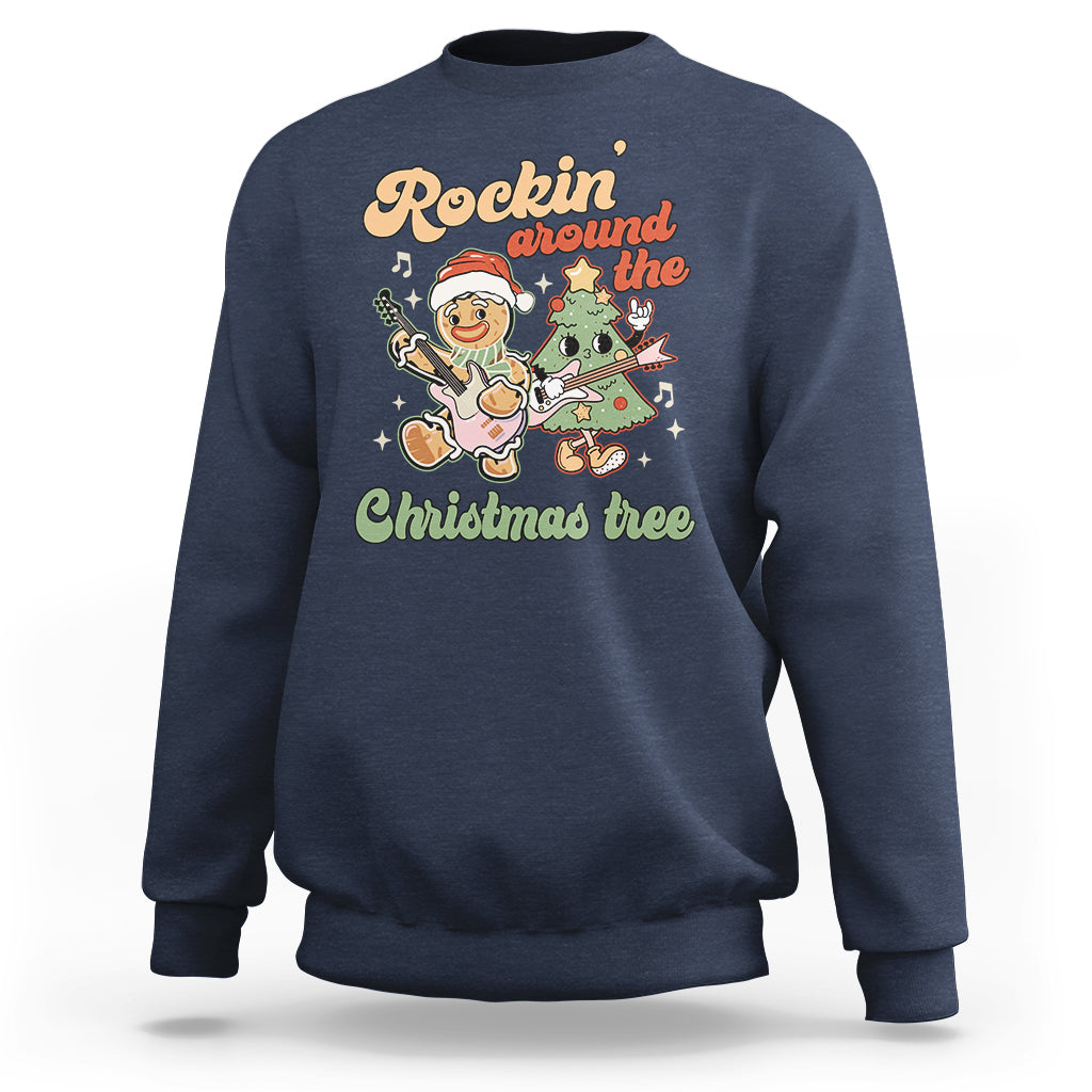 Groovy Christmas Sweatshirt Rockin' Around The Xmas Tree Groovy Gingerbread Man - Wonder Print Shop