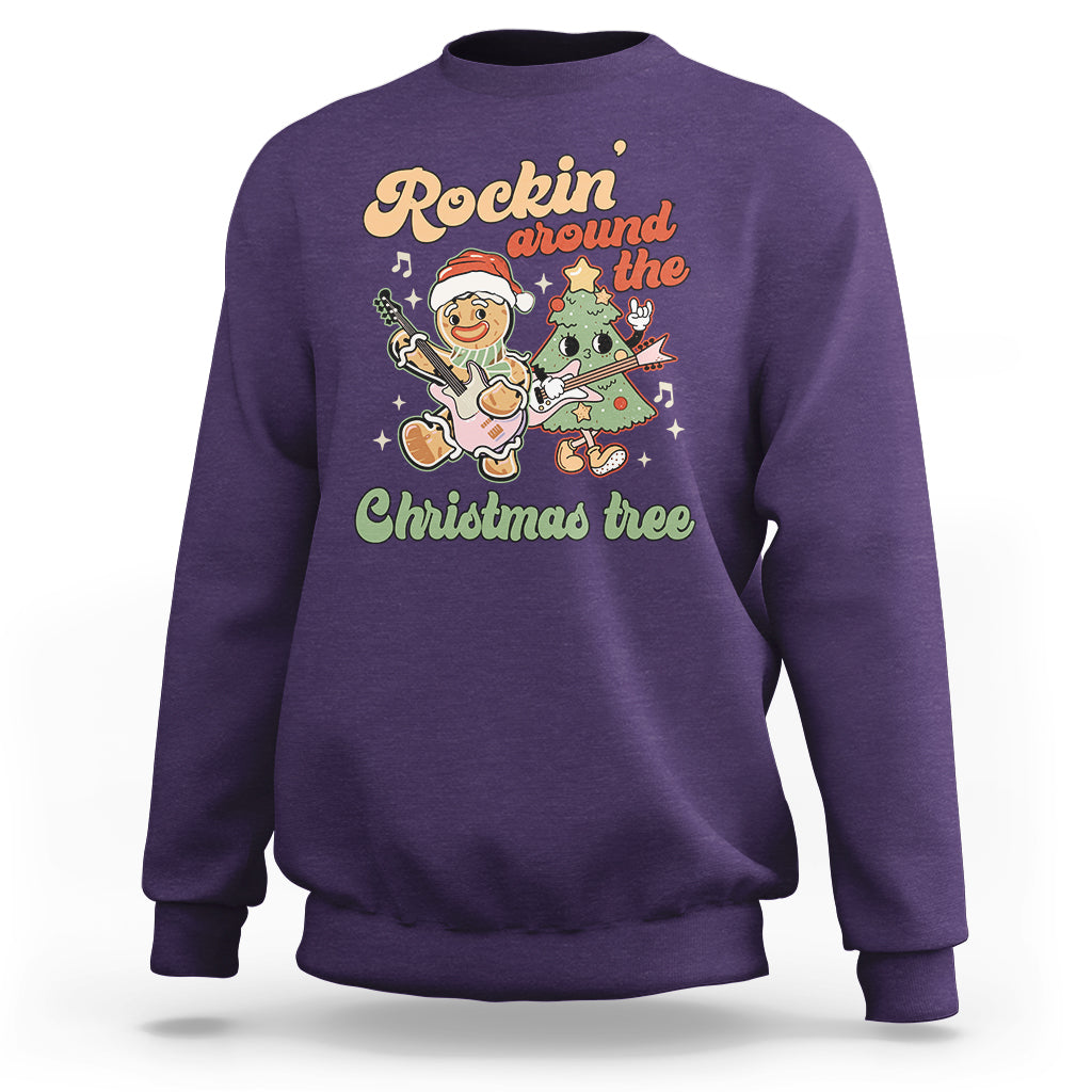Groovy Christmas Sweatshirt Rockin' Around The Xmas Tree Groovy Gingerbread Man - Wonder Print Shop