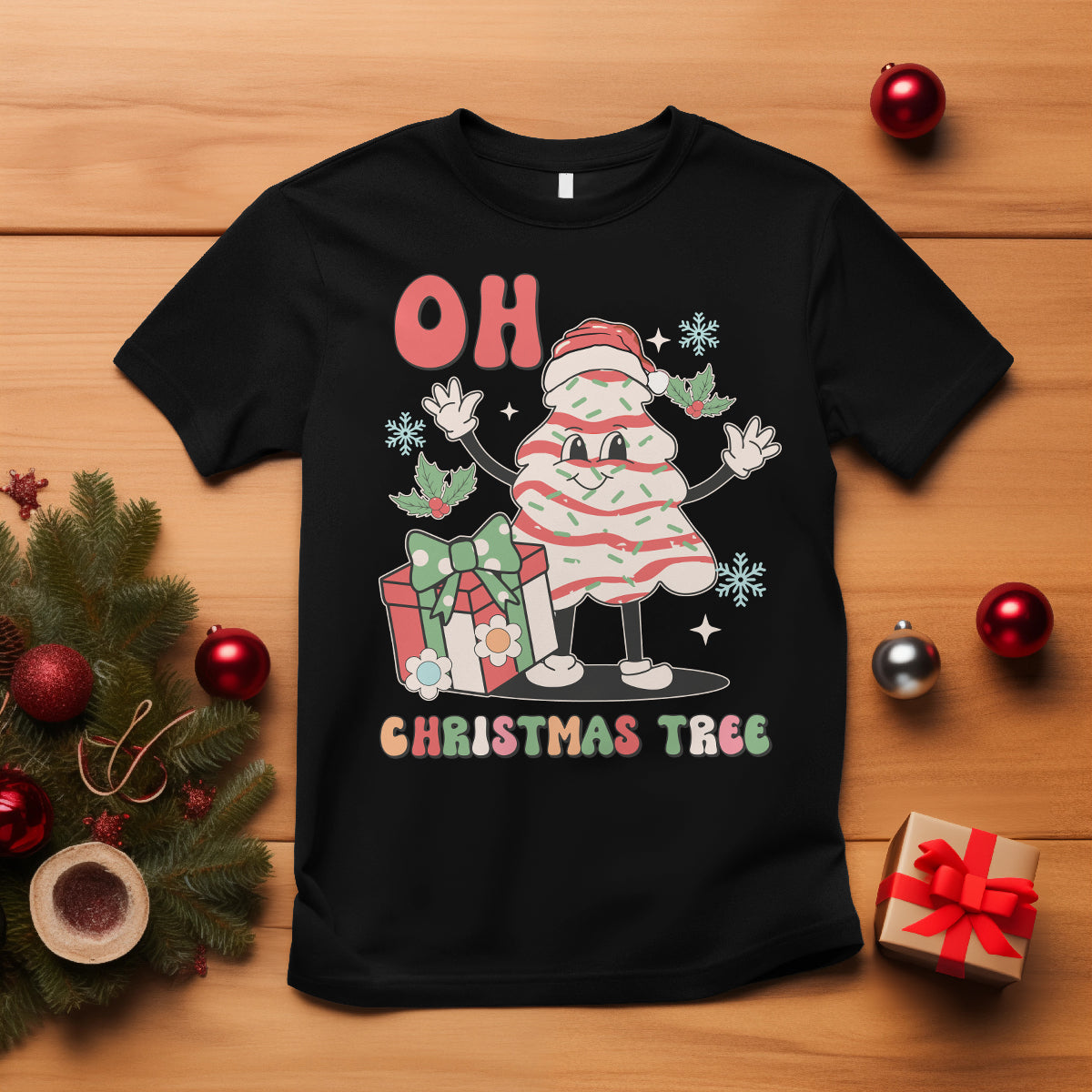 Oh Christmas Tree Retro Groovy T Shirt - Wonder Print Shop