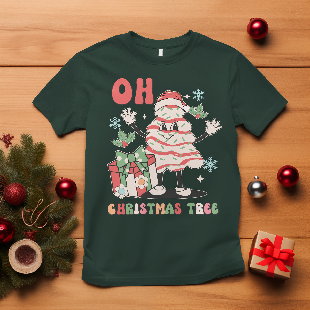 Oh Christmas Tree Retro Groovy T Shirt - Wonder Print Shop