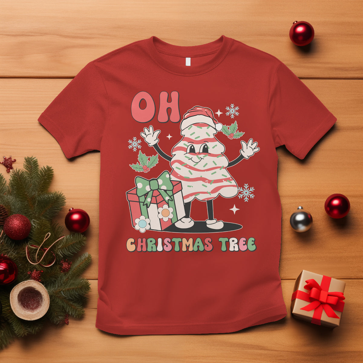 Oh Christmas Tree Retro Groovy T Shirt - Wonder Print Shop