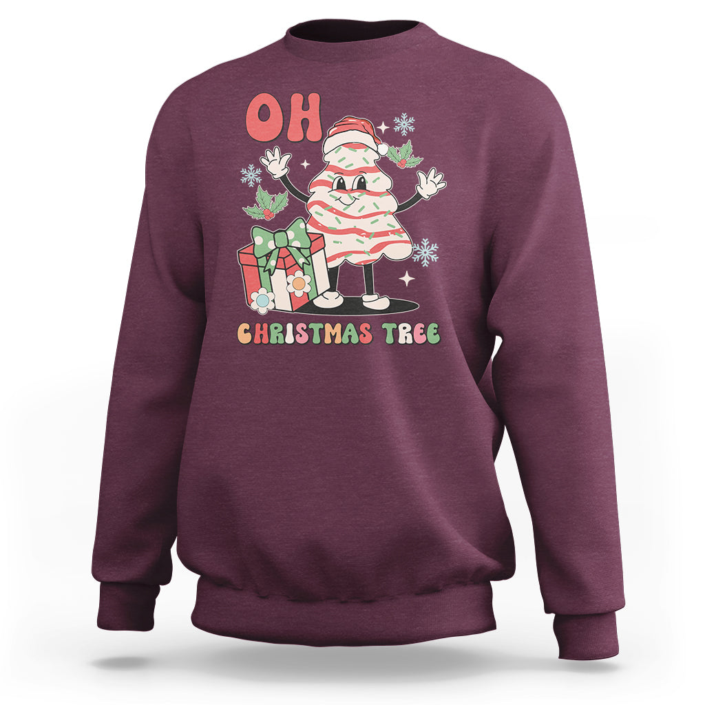 Oh Christmas Tree Retro Groovy Sweatshirt - Wonder Print Shop