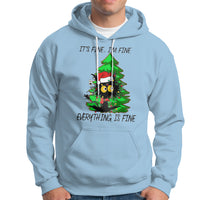 Black Cat Christmas Hoodie It's Fine I'm Fine Everthing Is Fine Funny Xmas - Wonder Print Shop