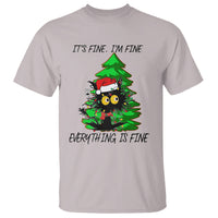 Black Cat Christmas T Shirt It's Fine I'm Fine Everthing Is Fine Funny Xmas - Wonder Print Shop