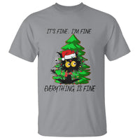 Black Cat Christmas T Shirt It's Fine I'm Fine Everthing Is Fine Funny Xmas - Wonder Print Shop
