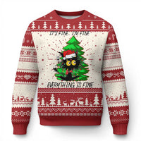 Black Cat Christmas Ugly Christmas Sweater It's Fine I'm Fine Everthing Is Fine Funny Xmas - Wonder Print Shop