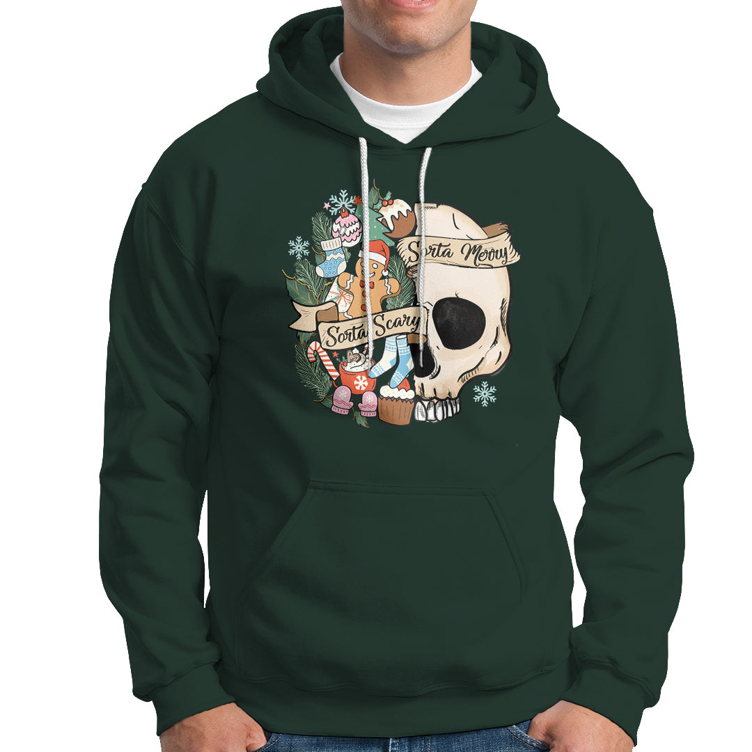 Skull Christmas Hoodie Sorta Scary Sorta Merry - Wonder Print Shop