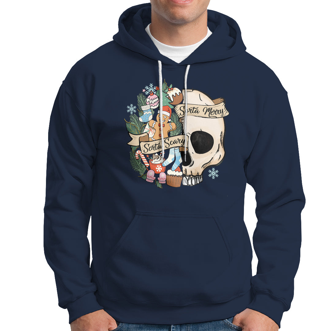 Skull Christmas Hoodie Sorta Scary Sorta Merry - Wonder Print Shop