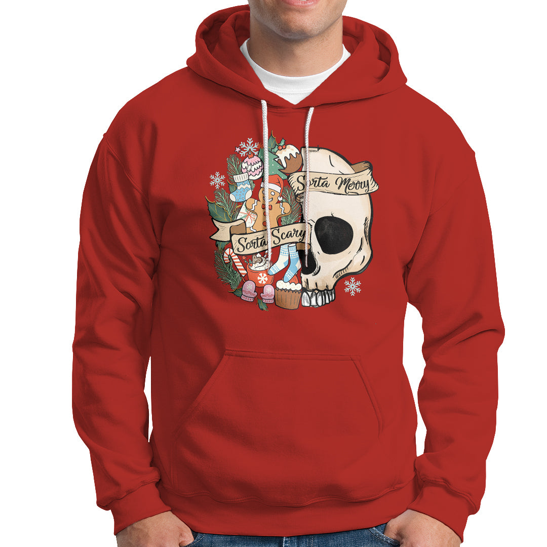 Skull Christmas Hoodie Sorta Scary Sorta Merry - Wonder Print Shop