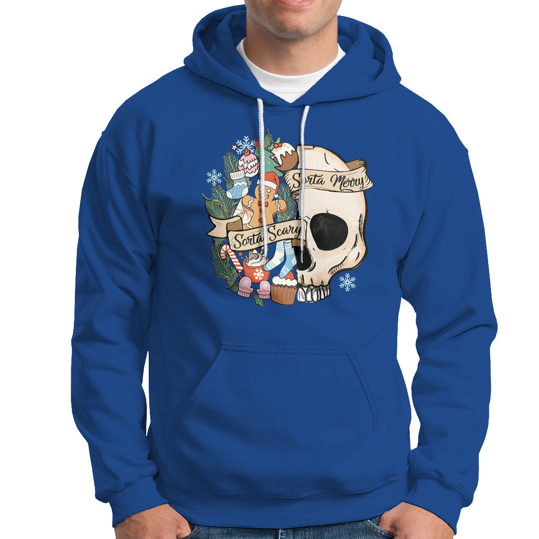Skull Christmas Hoodie Sorta Scary Sorta Merry - Wonder Print Shop