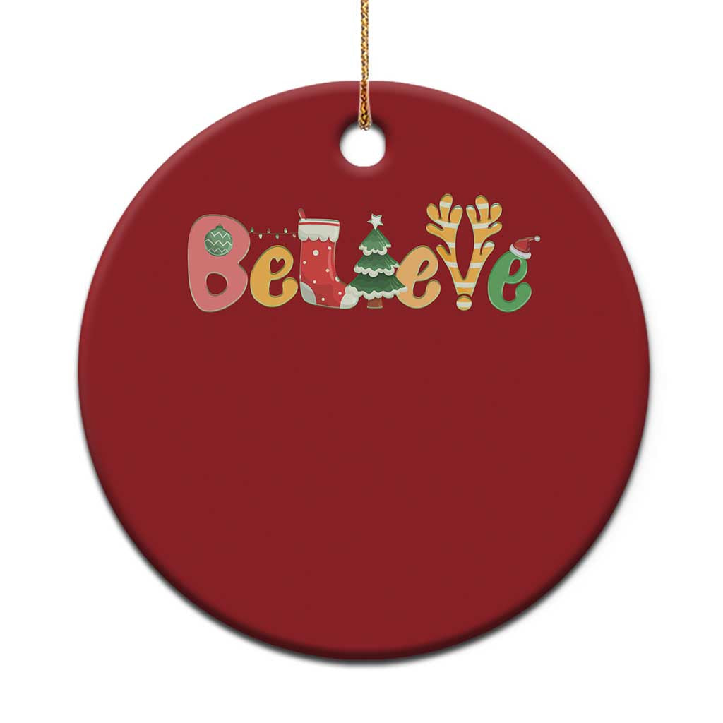 Believe Xmas Christmas Ornament Santa Claus Reindeer Candy Cane Groovy Xmas - Wonder Print Shop